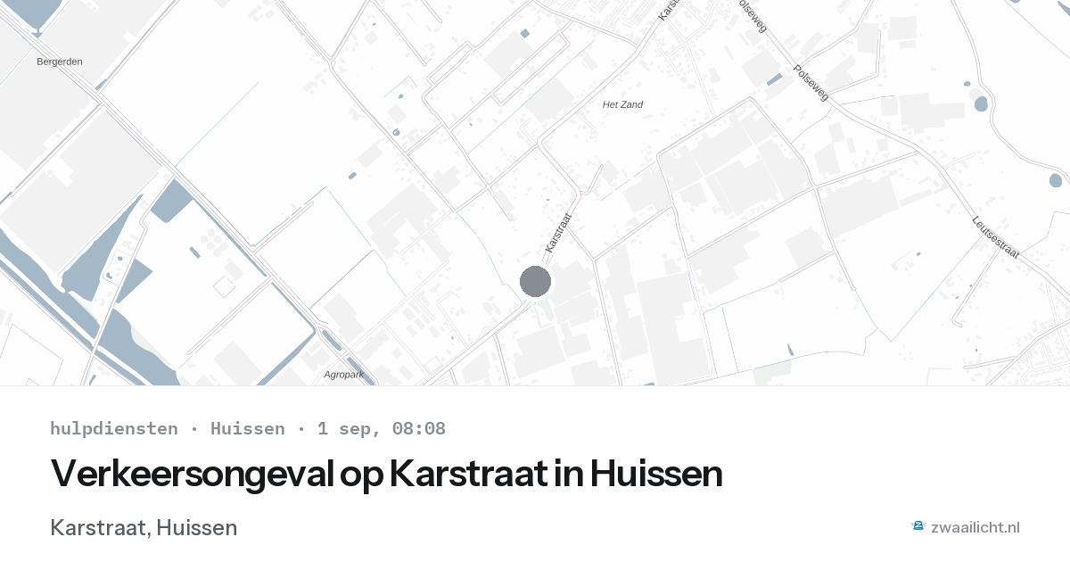 Verkeersongeval op Karstraat in Huissen — 1 sep 2026