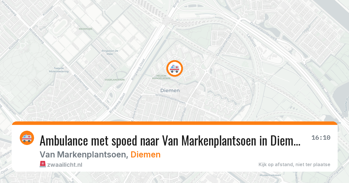 Ambulance met spoed naar Van Markenplantsoen in Diemen — 26 jun 2026