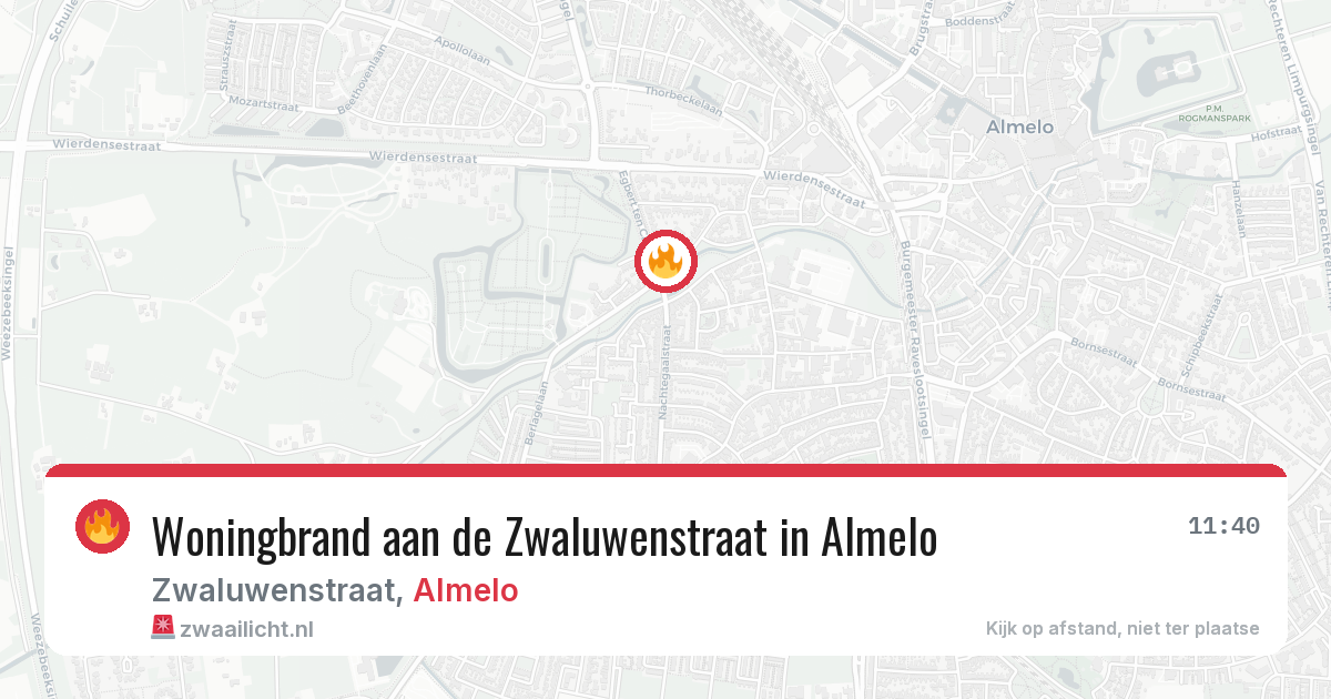 Woningbrand aan de Zwaluwenstraat in Almelo — 14 jul 2026