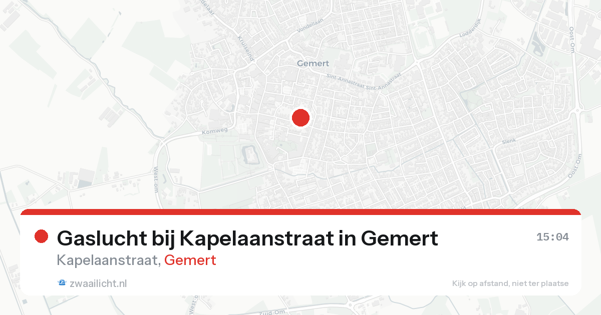Gaslucht bij Kapelaanstraat in Gemert — 21 aug 2026