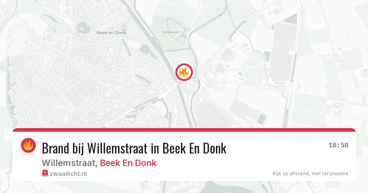 Brand bij Willemstraat in Beek En Donk — 23 mrt 2026