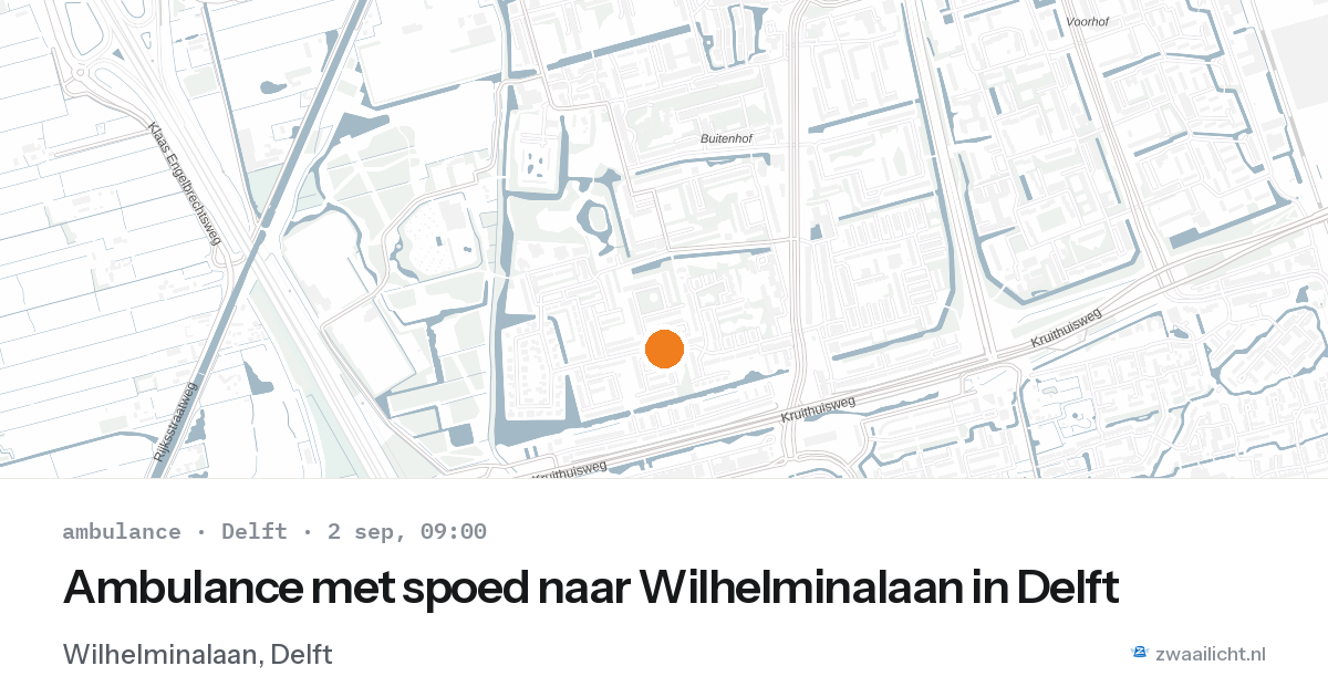 Ambulance met spoed naar Wilhelminalaan in Delft — 2 sep 2026