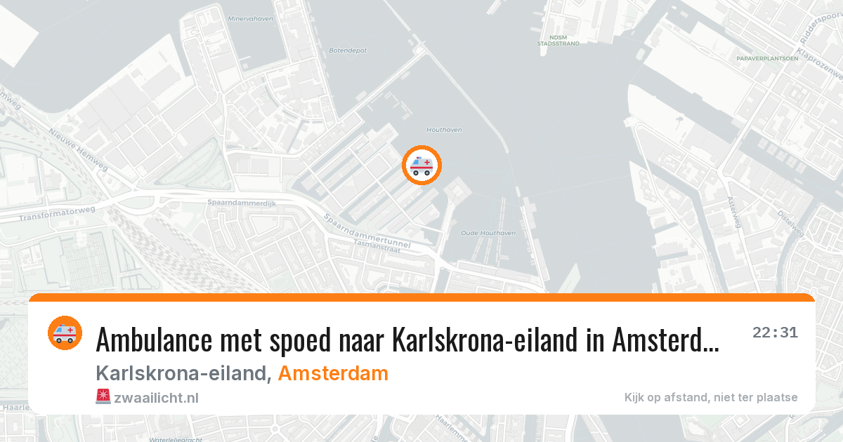 Ambulance met spoed naar Karlskrona-eiland in Amsterdam — 26 jul 2026