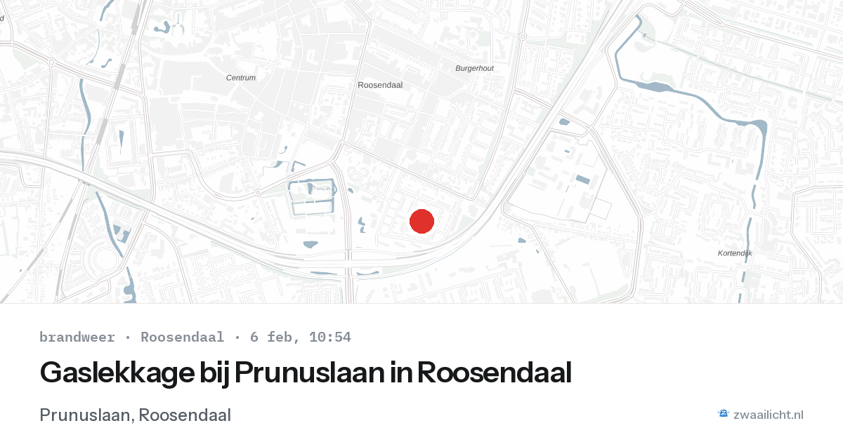 Gaslekkage bij Prunuslaan in Roosendaal — 6 feb 2026