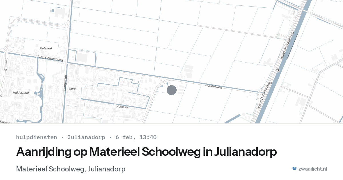 Aanrijding op Materieel Schoolweg in Julianadorp — 6 feb 2026