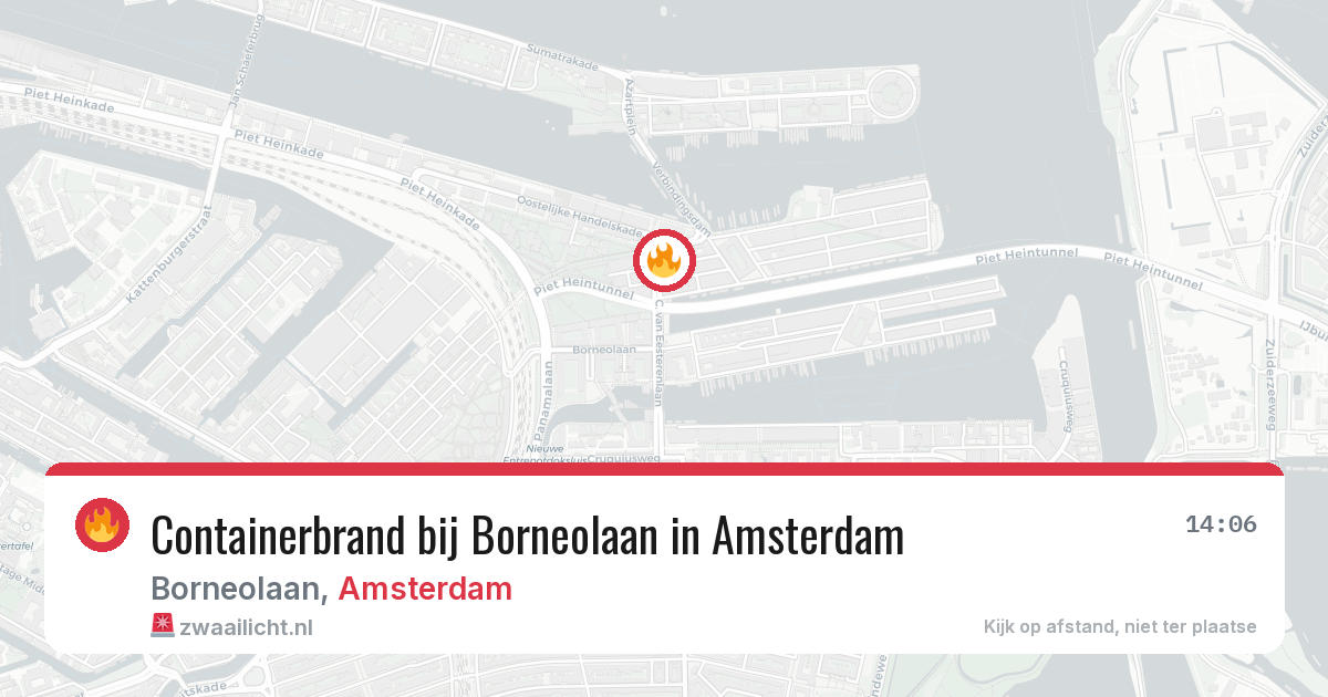Containerbrand bij Borneolaan in Amsterdam — 25 apr 2026