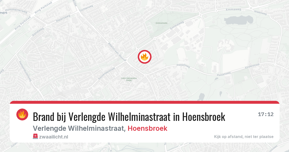 Brand bij Verlengde Wilhelminastraat in Hoensbroek — 27 jun 2026