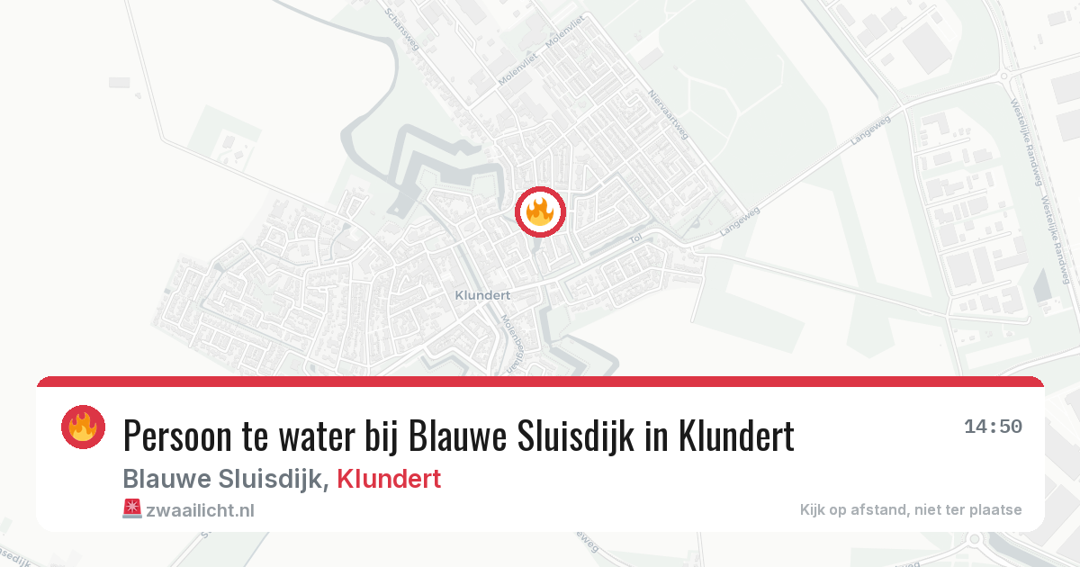 Persoon te water bij Blauwe Sluisdijk in Klundert — 15 jun 2026