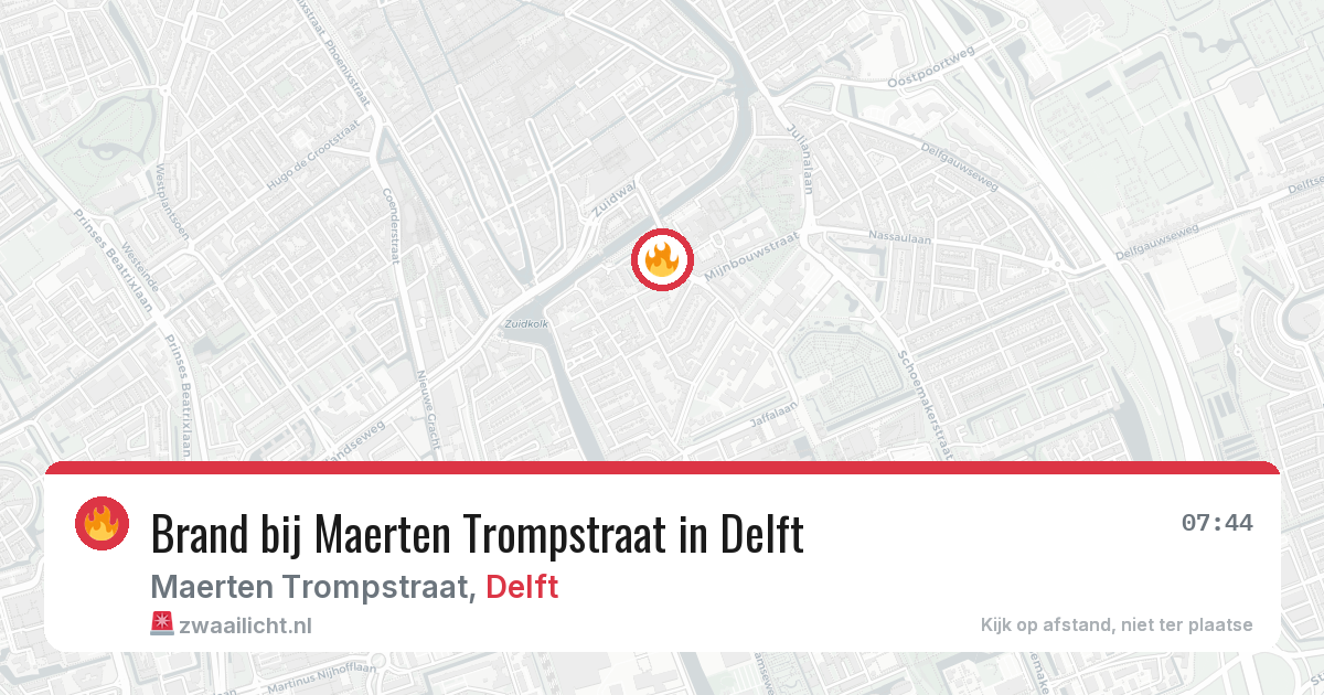 Brand bij Maerten Trompstraat in Delft — 21 mrt 2026