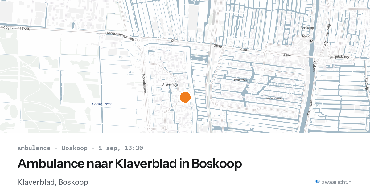 Ambulance naar Klaverblad in Boskoop — 1 sep 2026