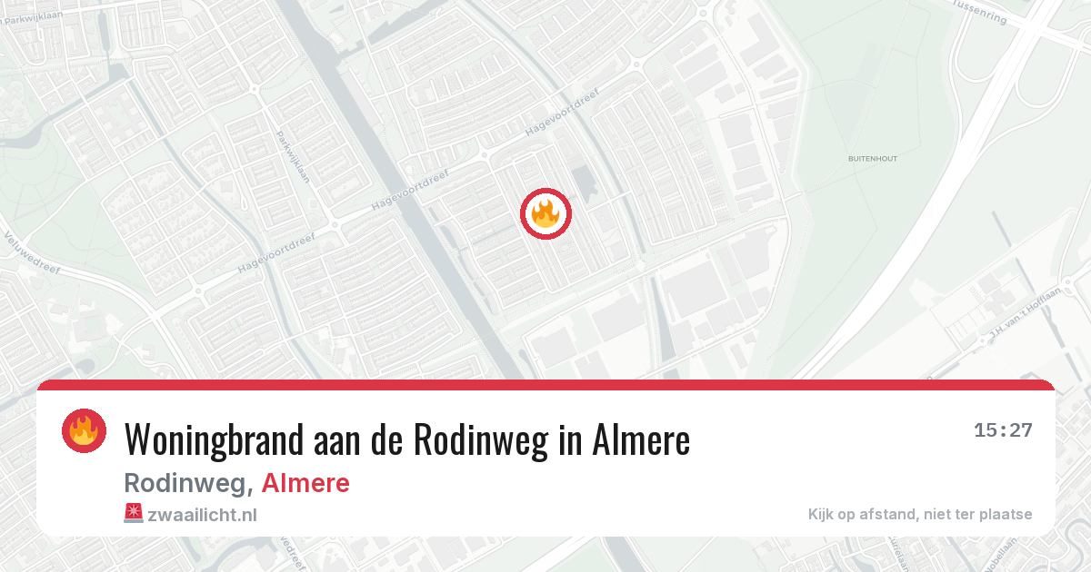 Woningbrand aan de Rodinweg in Almere — 22 apr 2026