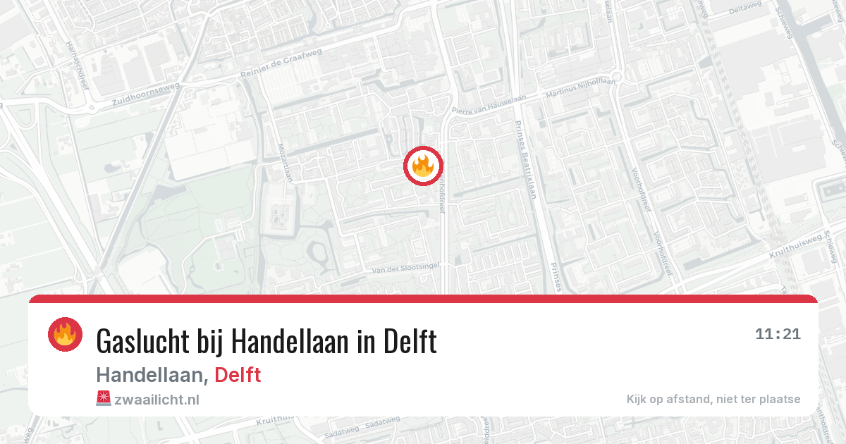 Gaslucht bij Handellaan in Delft — 2 aug 2026