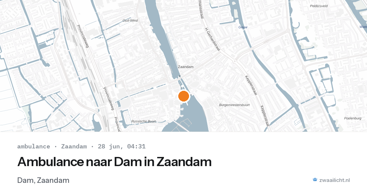 Ambulance naar Dam in Zaandam — 28 jun 2026