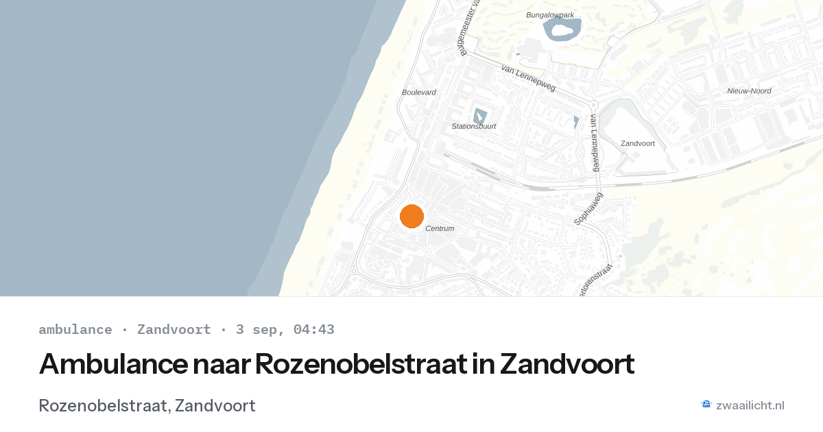 Ambulance naar Rozenobelstraat in Zandvoort — 3 sep 2026