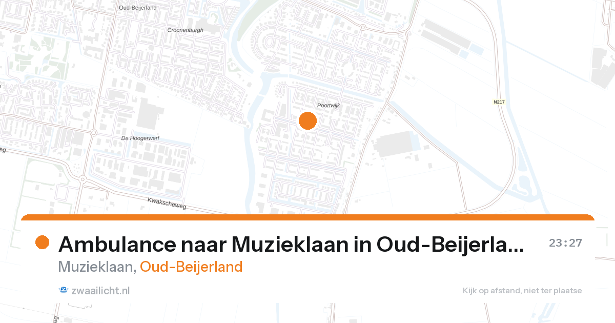 Ambulance naar Muzieklaan in Oud-Beijerland — 27 aug 2026