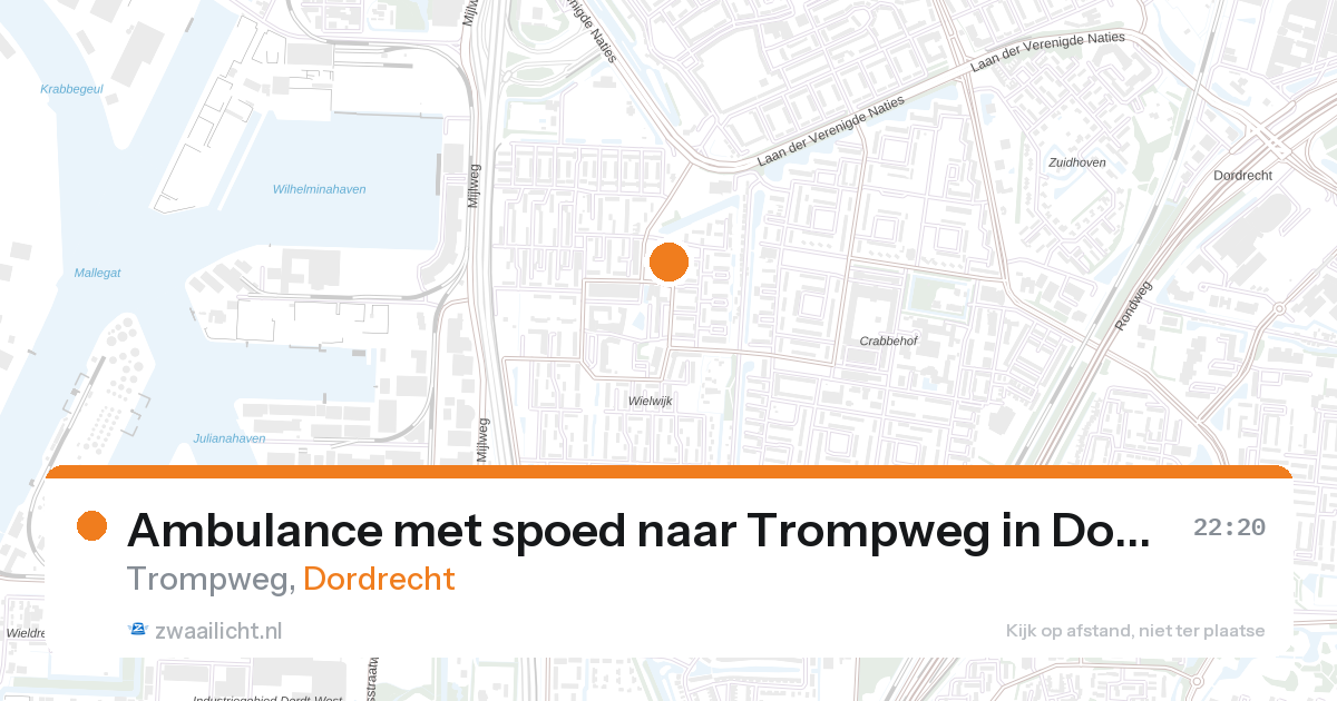 Ambulance met spoed naar Trompweg in Dordrecht — 26 aug 2026