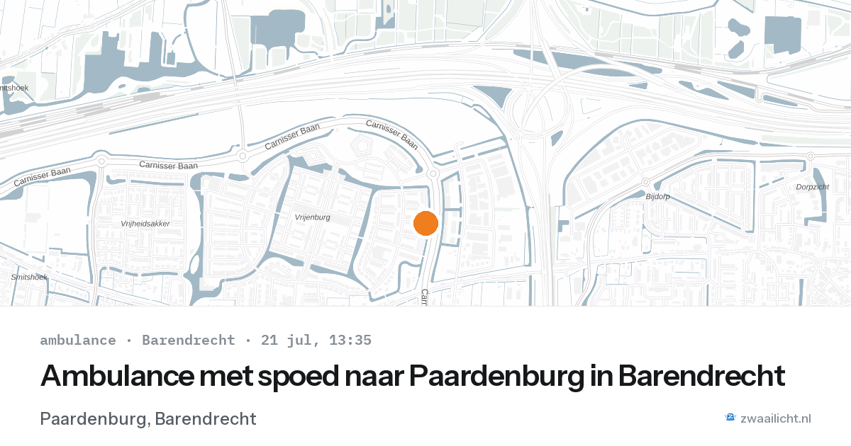 Ambulance met spoed naar Paardenburg in Barendrecht — 21 jul 2026