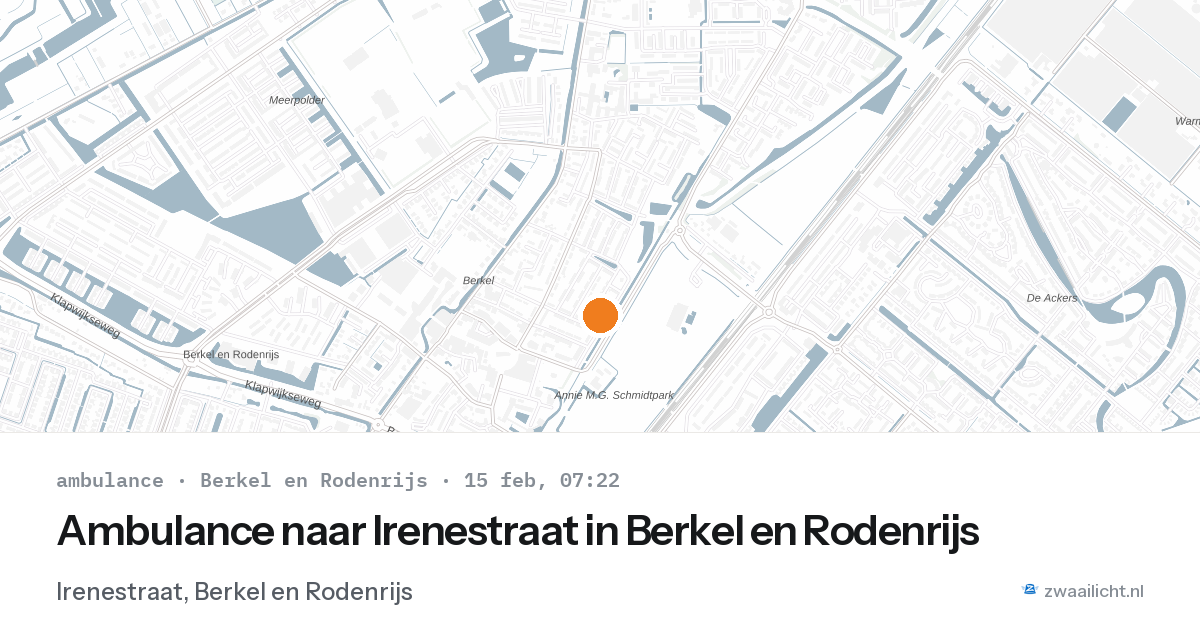 Ambulance naar Irenestraat in Berkel en Rodenrijs — 15 feb 2026