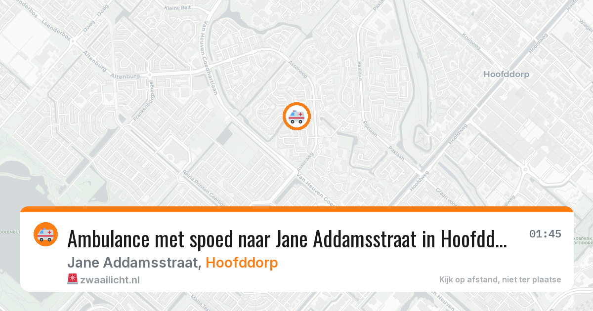 Ambulance met spoed naar Jane Addamsstraat in Hoofddorp — 27 mrt 2026