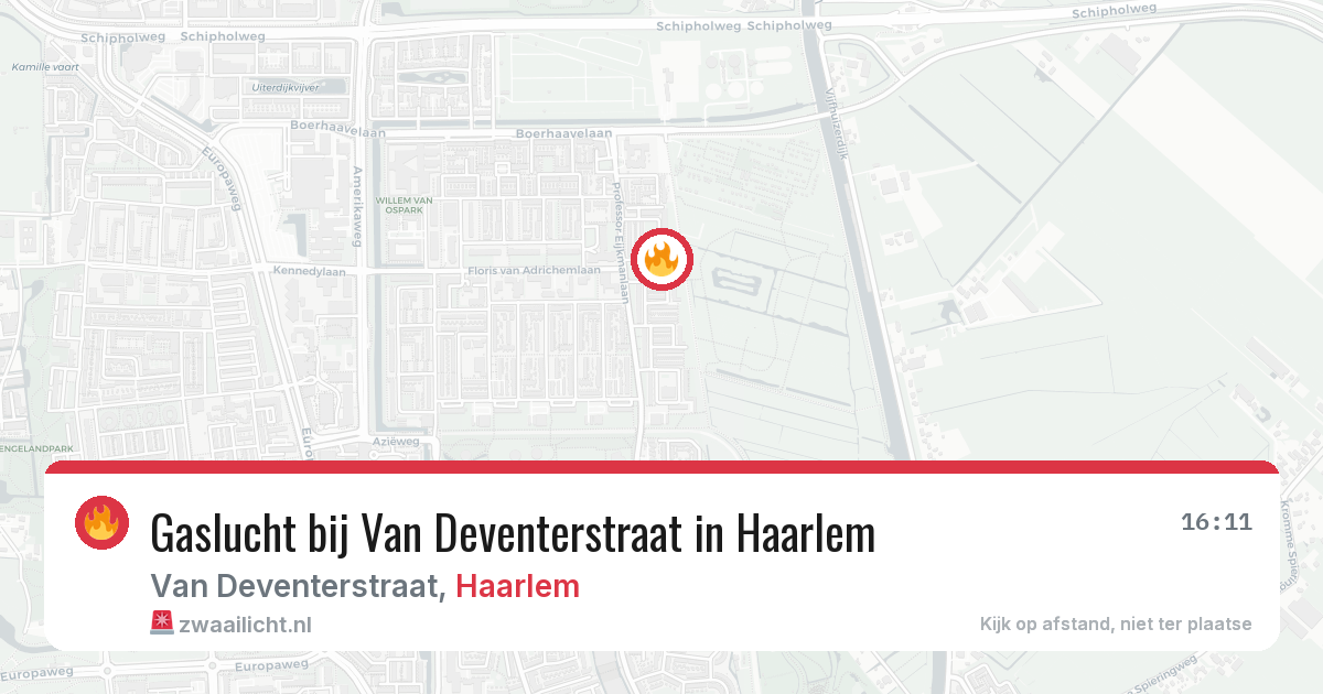 Gaslucht bij Van Deventerstraat in Haarlem — 6 jun 2026