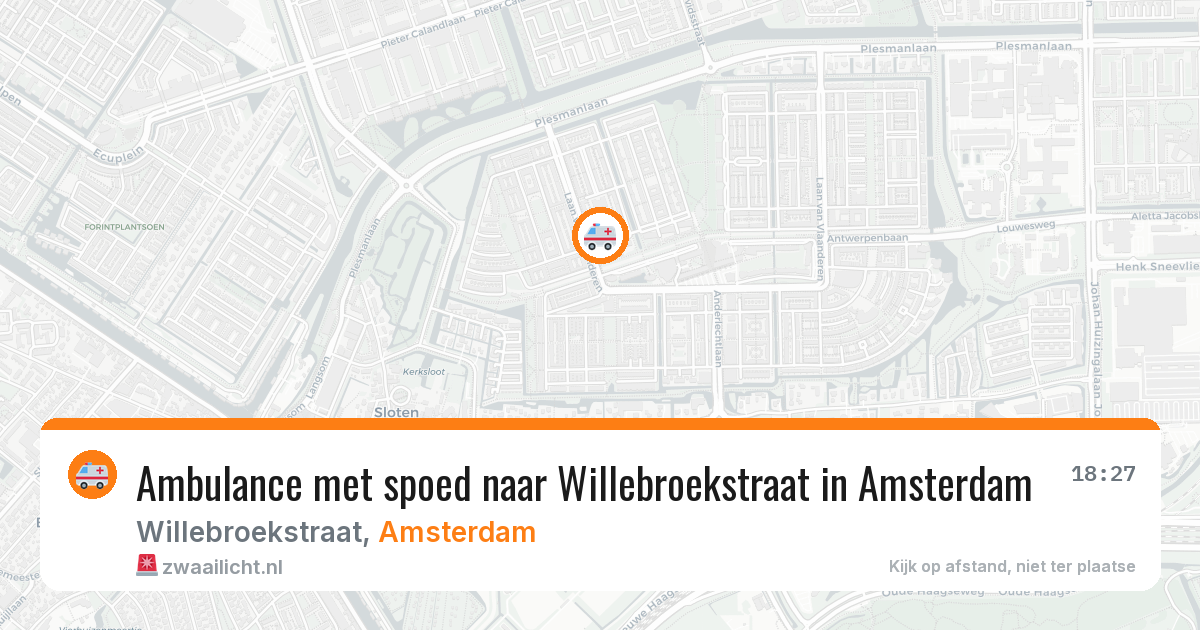 Ambulance met spoed naar Willebroekstraat in Amsterdam — 20 mei 2026