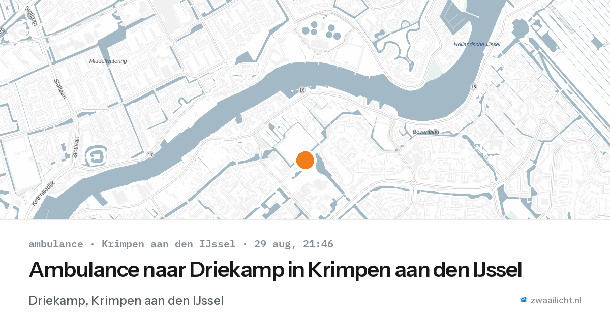 Ambulance naar Driekamp in Krimpen aan den IJssel — 29 aug 2026