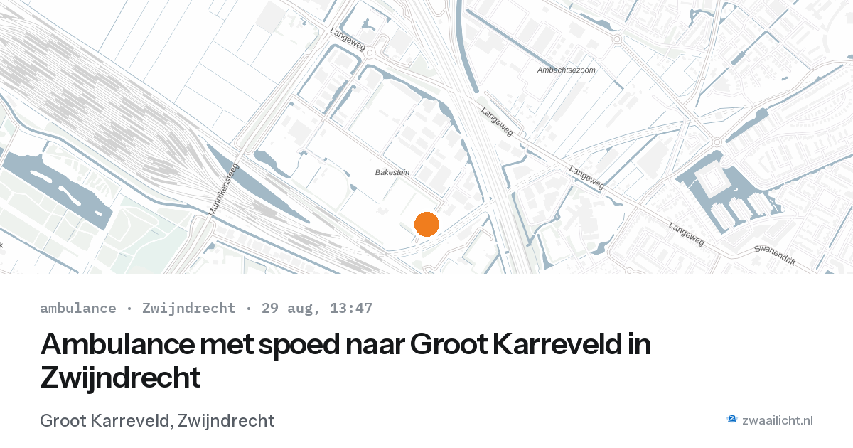 Ambulance met spoed naar Groot Karreveld in Zwijndrecht — 29 aug 2026