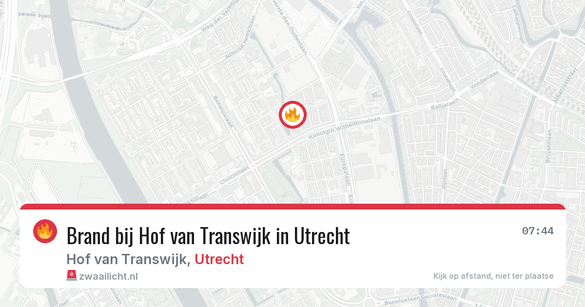 Brand bij Hof van Transwijk in Utrecht — 8 jun 2026