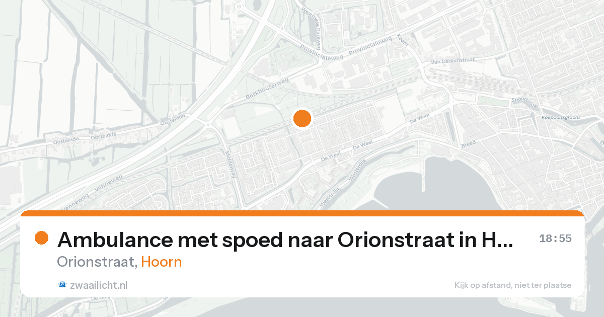 Ambulance met spoed naar Orionstraat in Hoorn — 20 aug 2026