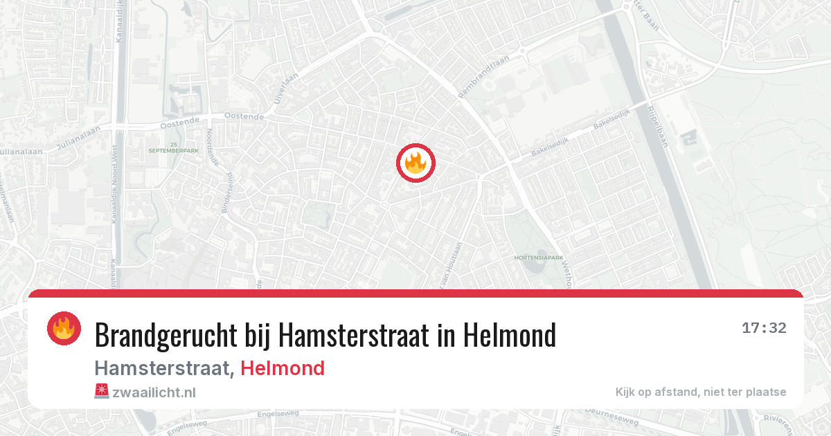 Brandgerucht bij Hamsterstraat in Helmond — 29 jun 2026