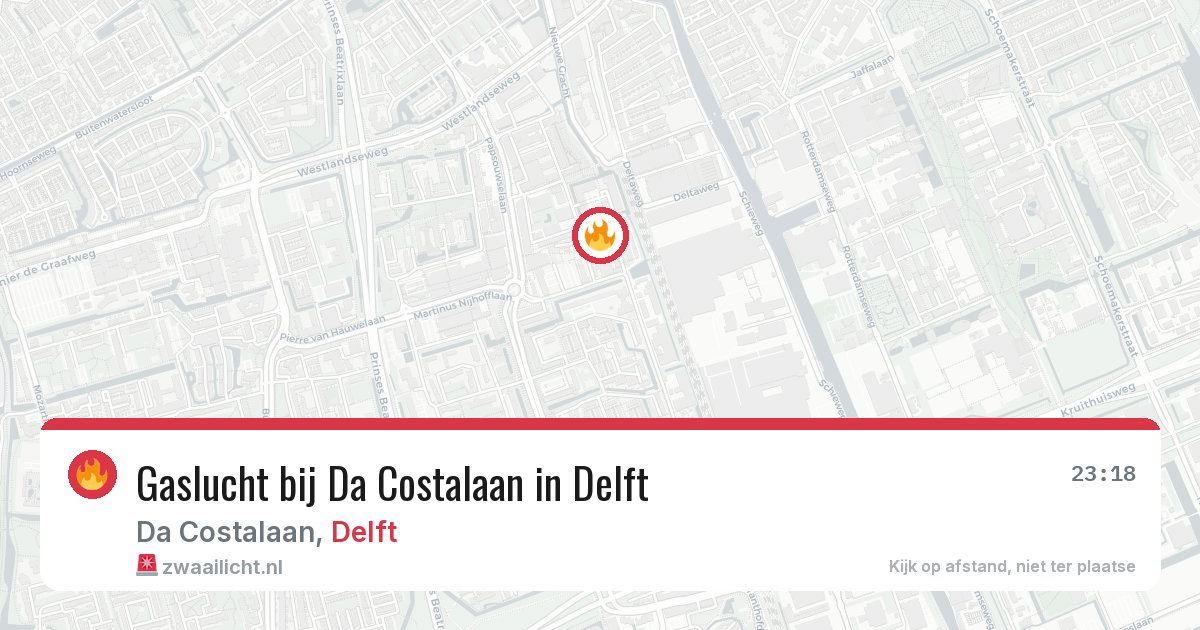 Gaslucht bij Da Costalaan in Delft — 9 aug 2026