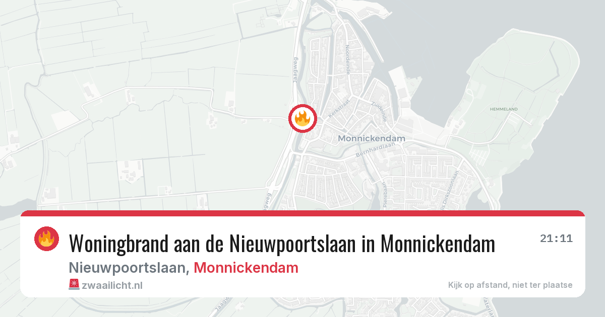 Woningbrand aan de Nieuwpoortslaan in Monnickendam — 14 apr 2026