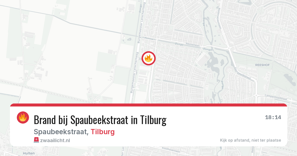 Brand bij Spaubeekstraat in Tilburg — 9 aug 2026
