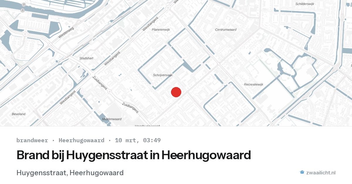 Brand bij Huygensstraat in Heerhugowaard — 10 mrt 2026