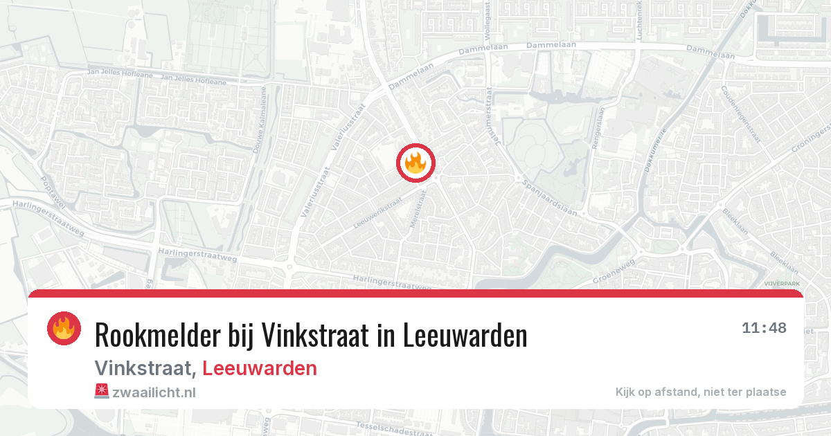 Rookmelder bij Vinkstraat in Leeuwarden — 8 jul 2026
