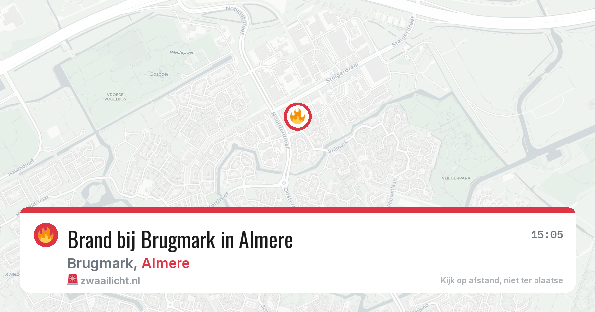 Brand bij Brugmark in Almere — 21 apr 2026