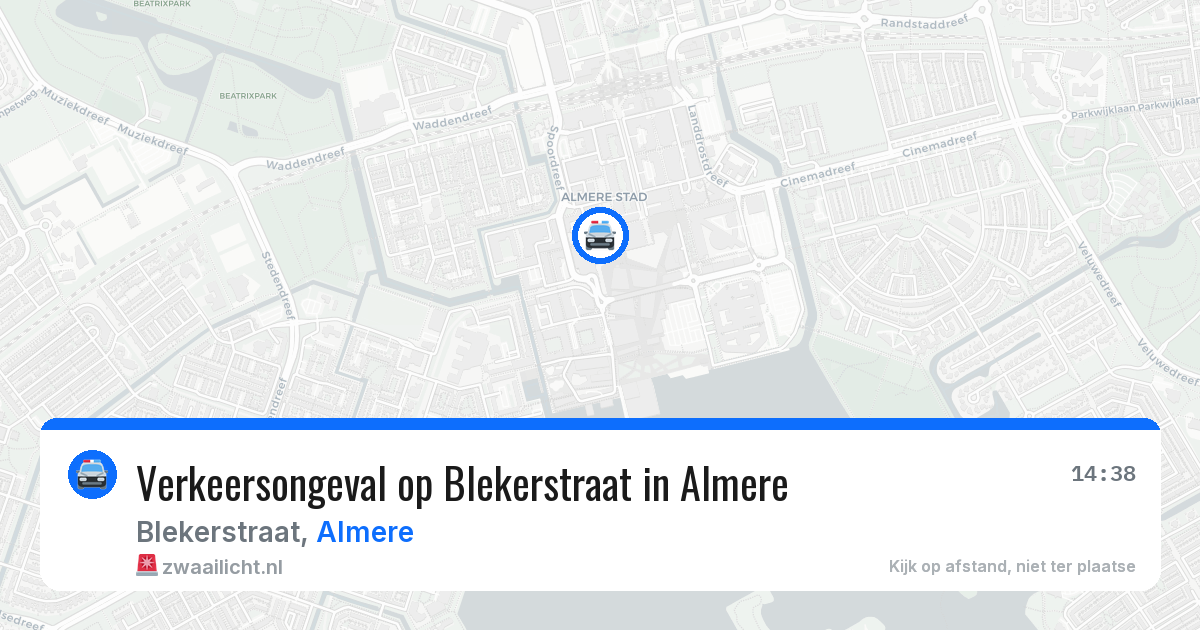 Verkeersongeval op Blekerstraat in Almere — 13 mei 2026