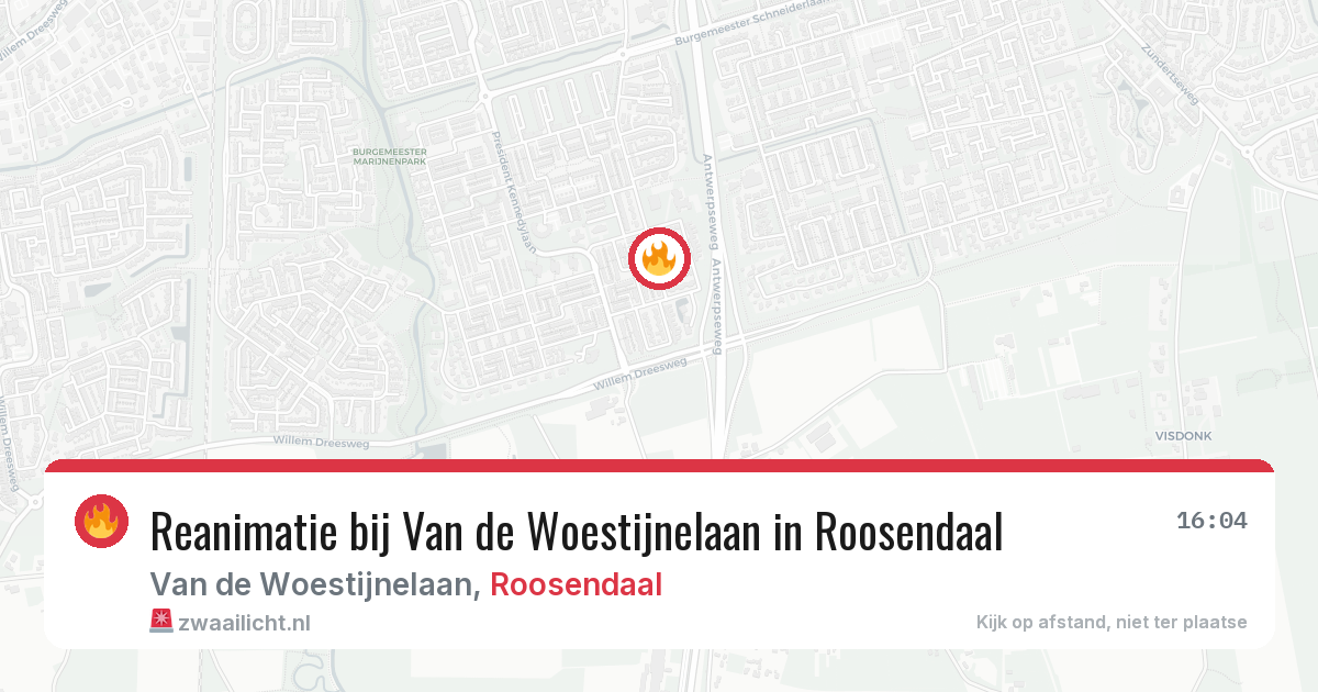 Reanimatie bij Van de Woestijnelaan in Roosendaal — 15 jul 2026