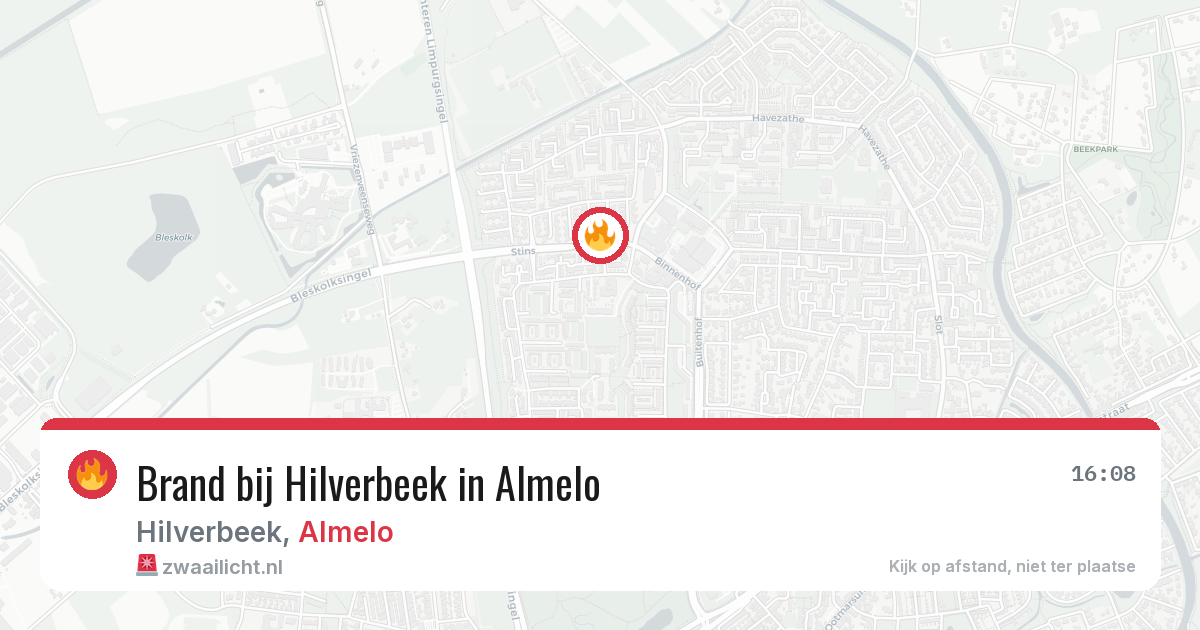Brand bij Hilverbeek in Almelo — 16 jan 2026