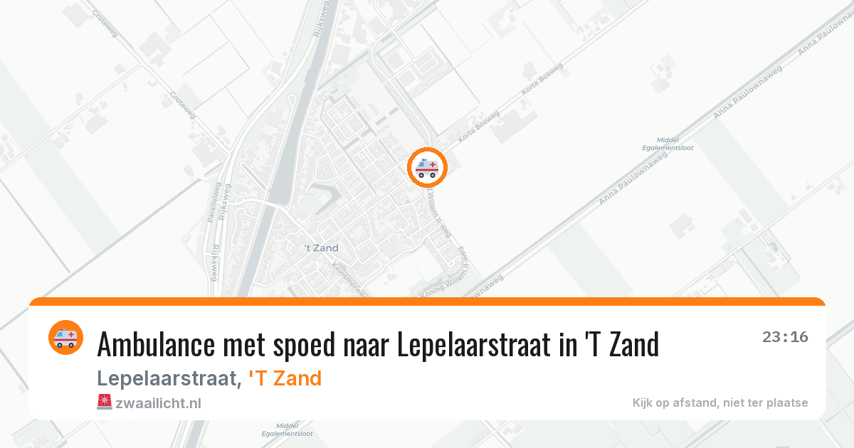 Ambulance met spoed naar Lepelaarstraat in 'T Zand — 7 jun 2026