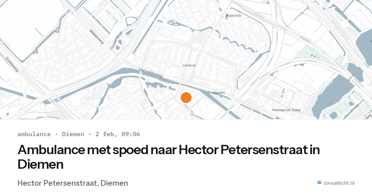 Ambulance met spoed naar Hector Petersenstraat in Diemen — 2 feb 2026