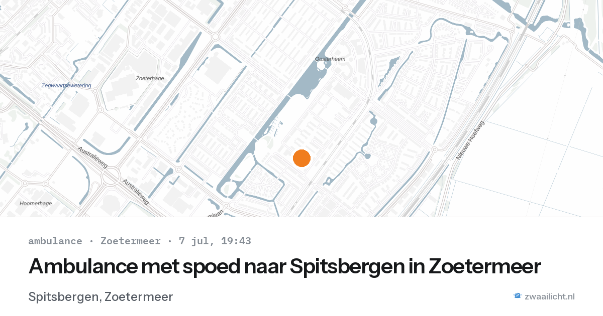 Ambulance met spoed naar Spitsbergen in Zoetermeer — 7 jul 2026