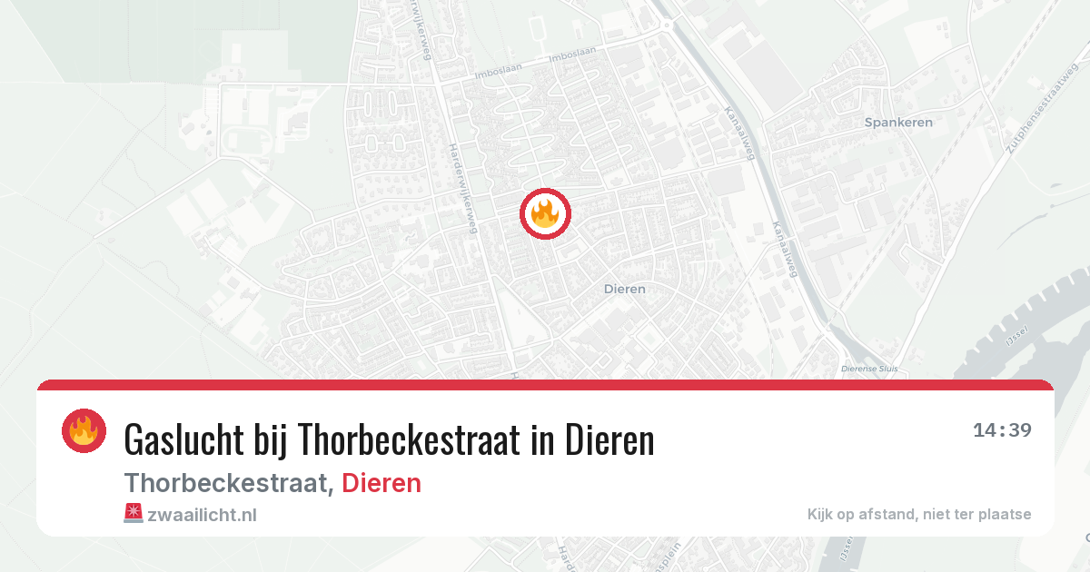 Gaslucht bij Thorbeckestraat in Dieren — 3 aug 2026