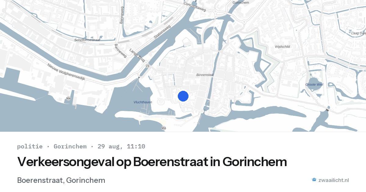 Verkeersongeval op Boerenstraat in Gorinchem — 29 aug 2026