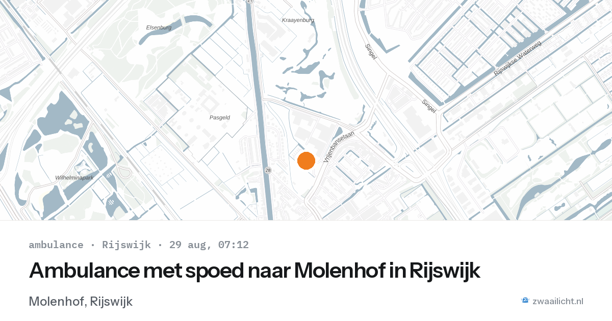 Ambulance met spoed naar Molenhof in Rijswijk — 29 aug 2026
