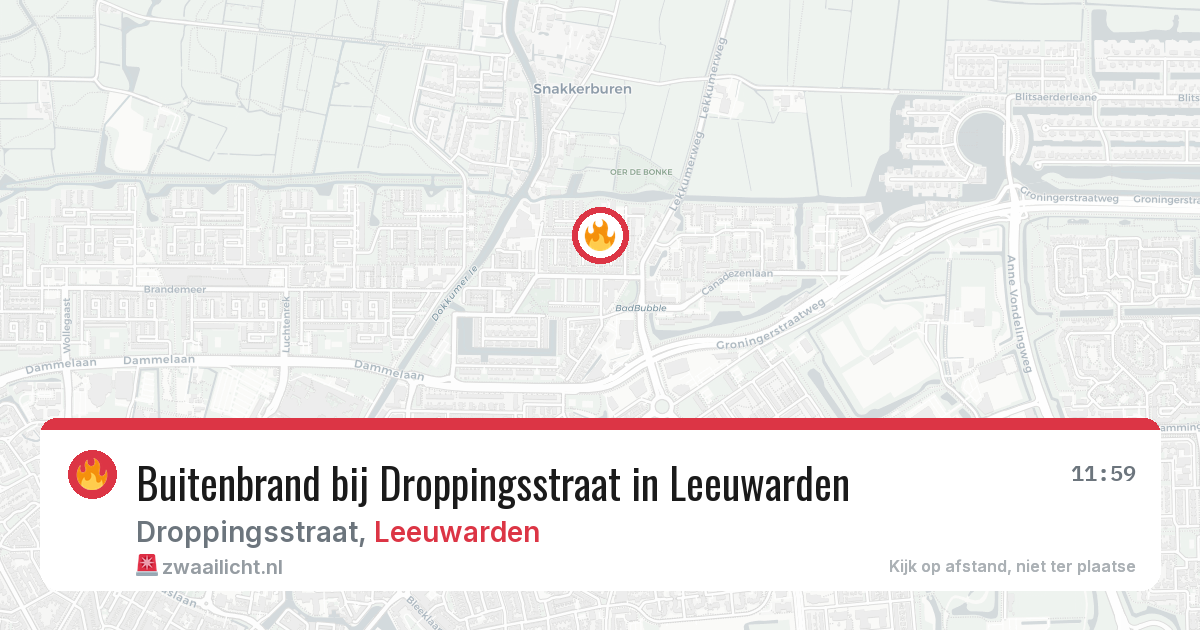 Buitenbrand bij Droppingsstraat in Leeuwarden — 22 mrt 2026