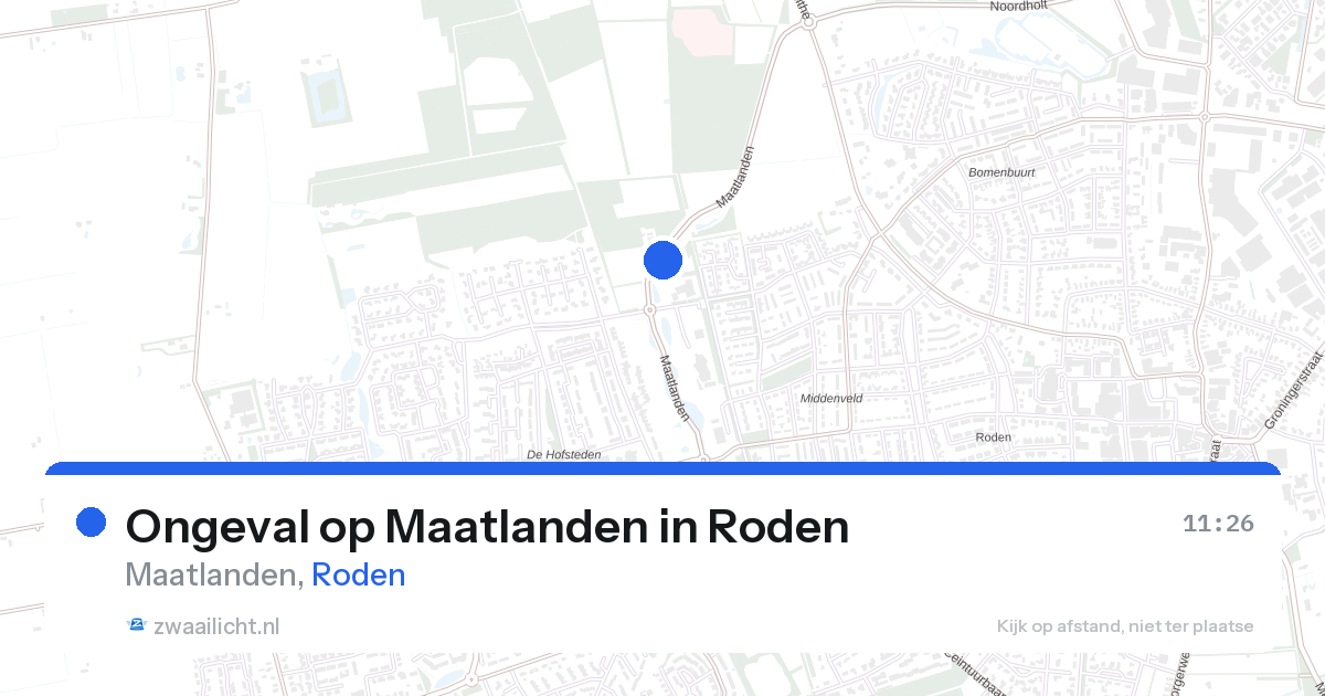 Ongeval op Maatlanden in Roden — 20 aug 2026