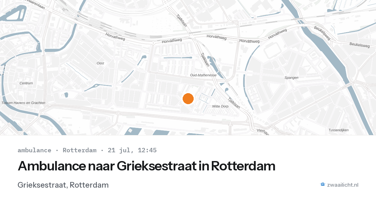 Ambulance naar Grieksestraat in Rotterdam — 21 jul 2026