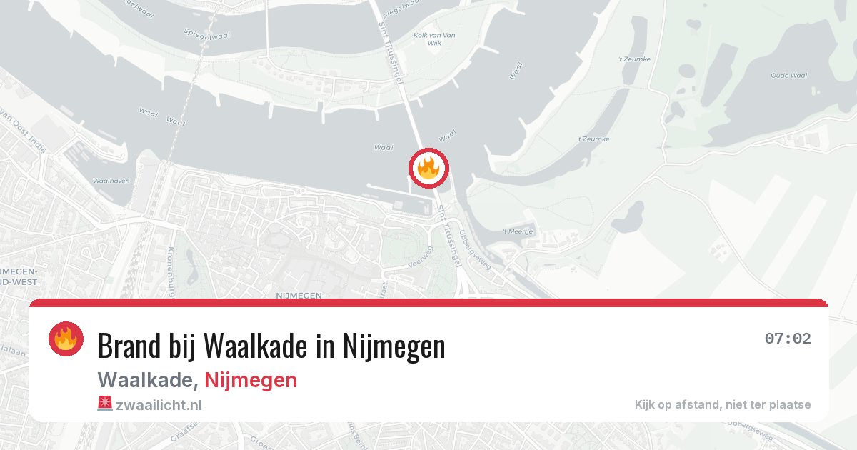 Brand bij Waalkade in Nijmegen — 1 jun 2026
