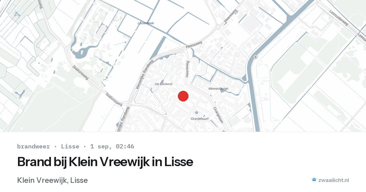 Brand bij Klein Vreewijk in Lisse — 1 sep 2026